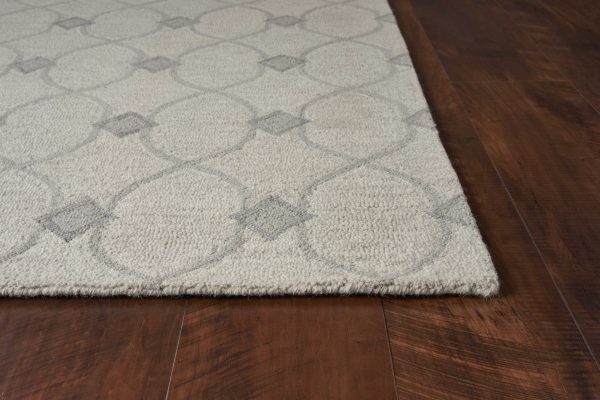 5'x7' Ivory Hand Tufted Wool Ogee Indoor Area Rug - Image 5