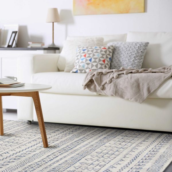 5'x8' Ivory Machine Woven Bohemian Tribal Indoor Area Rug - Image 2