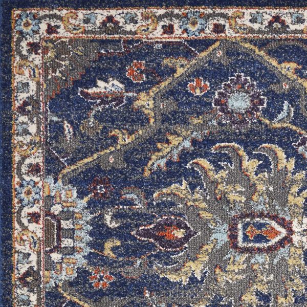 5'x8' Royal Blue Machine Woven Traditional Indoor Area Rug - Image 2