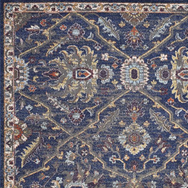 5'x8' Royal Blue Machine Woven Traditional Indoor Area Rug - Image 3