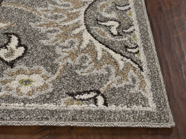 7' x 9' Grey Floral Vine UV Treated Indoor Area Rug - Image 2