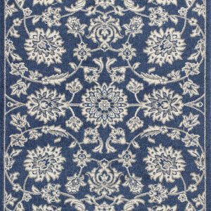 7' x 9' Denim Floral Vine UV Treated Indoor Area Rug