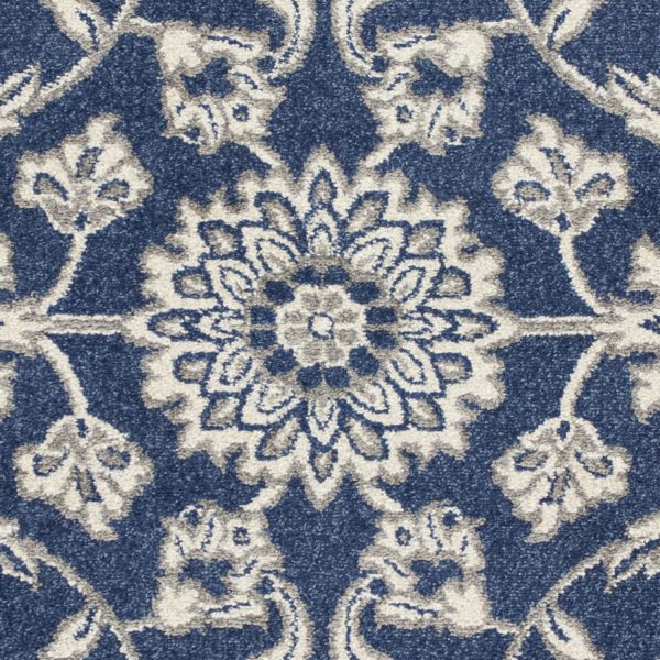 7' x 9' Denim Floral Vine UV Treated Indoor Area Rug - Image 2
