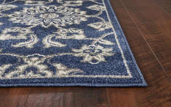 7' x 9' Denim Floral Vine UV Treated Indoor Area Rug - Image 4