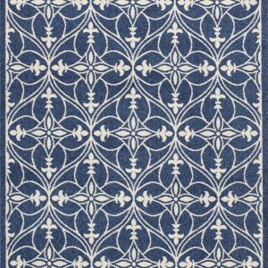 7' x 9' Denim Vintage Trellis UV Treated Indoor Area Rug