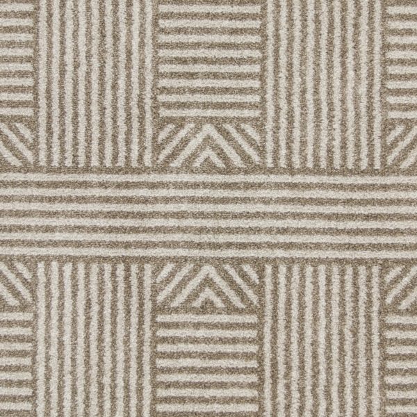 7' x 9' Beige Geometric Lines UV Treated Indoor Area Rug - Image 2