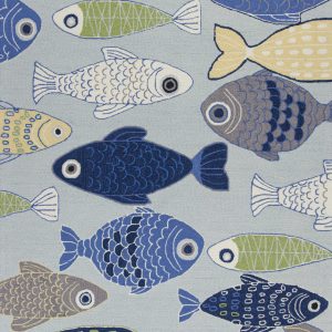 5' x 7' Light Blue School of Fish Indoor Area Rug