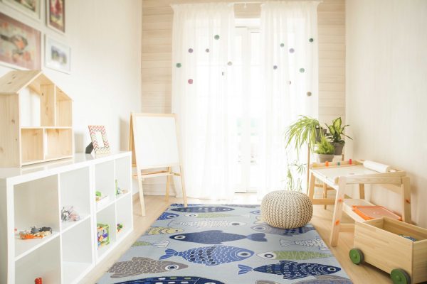 5' x 7' Light Blue School of Fish Indoor Area Rug - Image 3