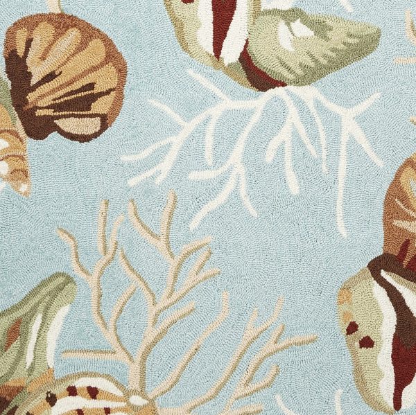 5' x 7' Blue Corals and Shells Indoor Area Rug - Image 2