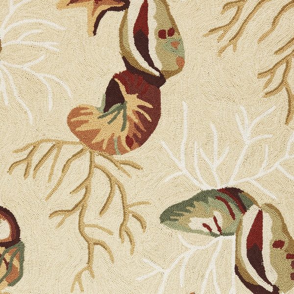 5' x 7' Beige Corals and Shells Indoor Area Rug - Image 2