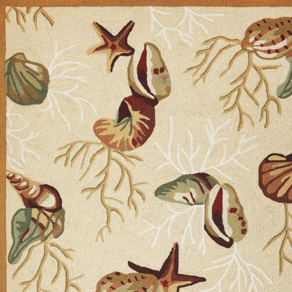 5' x 7' Beige Corals and Shells Indoor Area Rug - Image 3