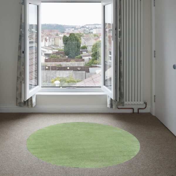 6' Round Spearmint Green Plain Indoor Area Rug - Image 2