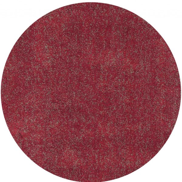 6' Red Heather Round Indoor Shag Rug - Image 4