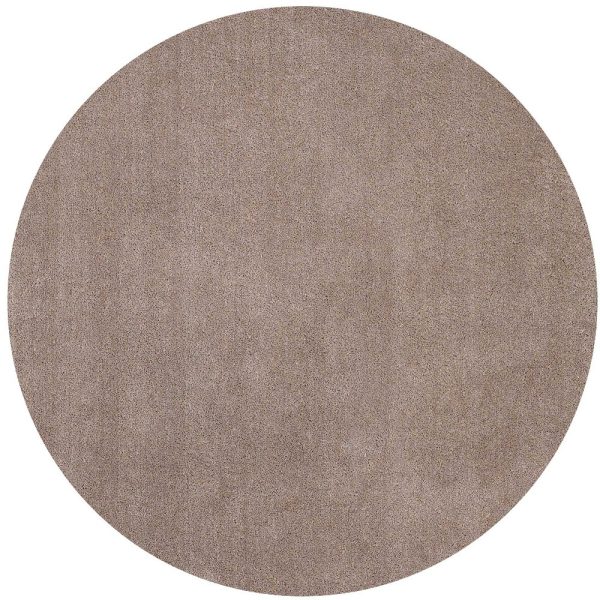 6' Round Beige Plain Indoor Area Rug - Image 4