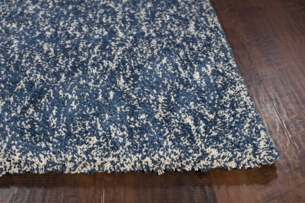 5'x7' Indigo Ivory Heather Indoor Shag Rug - Image 5