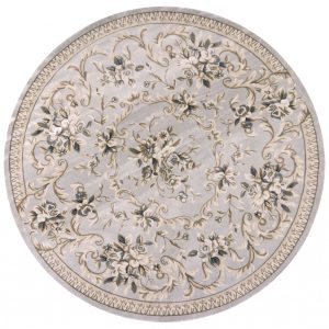 8' Light Grey Floral Round Indoor Area Rug