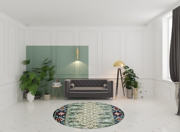 8' Ivory Machine Woven Pinegrove Lodge Round Indoor Area Rug - Image 3