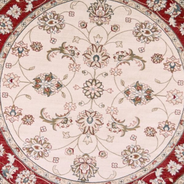 8' Round  Polypropylene Ivory or Red Area Rug - Image 2