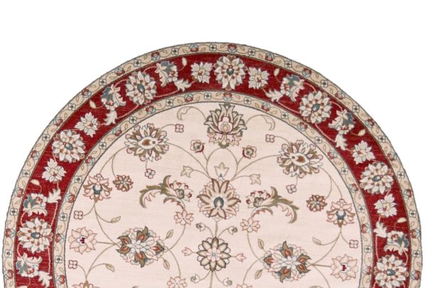 8' Round  Polypropylene Ivory or Red Area Rug - Image 3