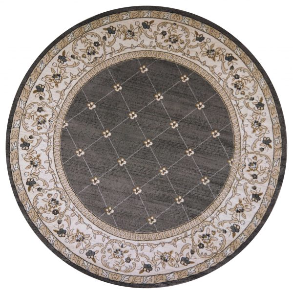 8' Round  Polypropylene Grey or  Ivory  Area Rug