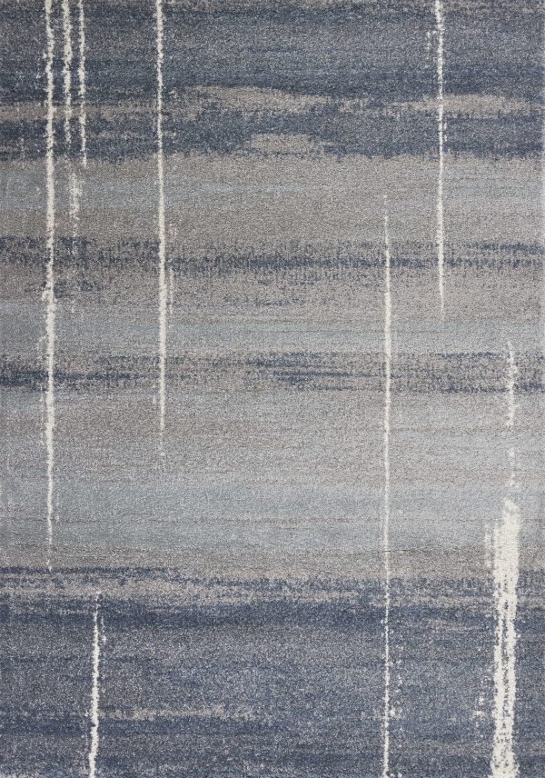 5'x8' Blue Grey Machine Woven Abstract Indoor Area Rug - Image 2