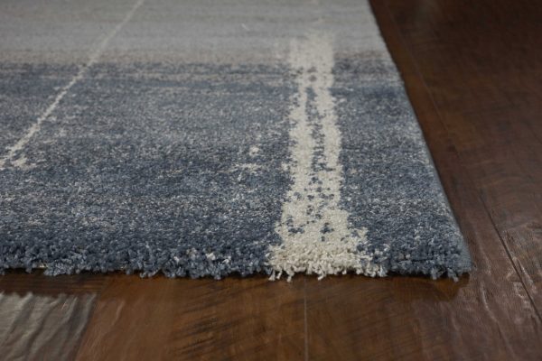 5'x8' Blue Grey Machine Woven Abstract Indoor Area Rug - Image 3