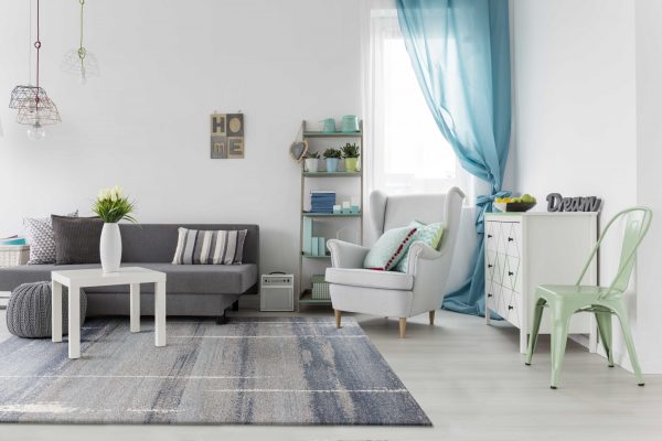 5'x8' Blue Grey Machine Woven Abstract Indoor Area Rug - Image 4