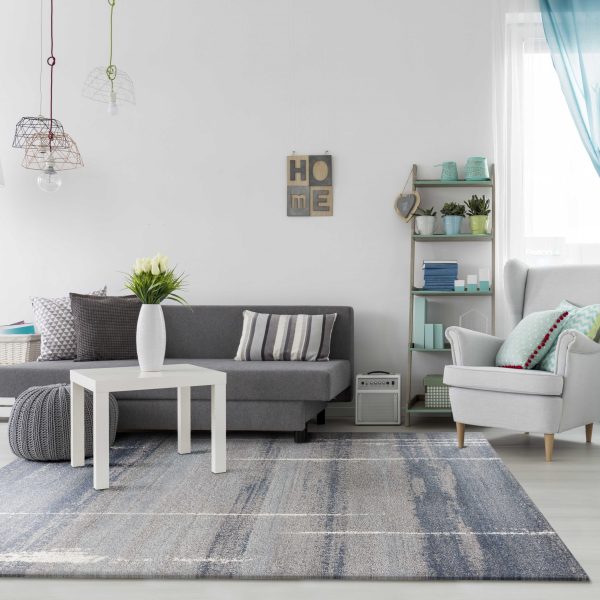 5'x8' Blue Grey Machine Woven Abstract Indoor Area Rug - Image 5