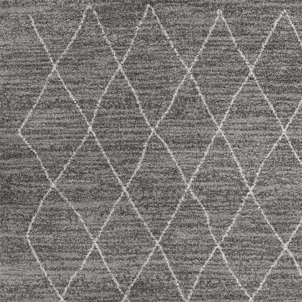 5' x 8' Grey Geometric Diamond Indoor Area Rug - Image 3