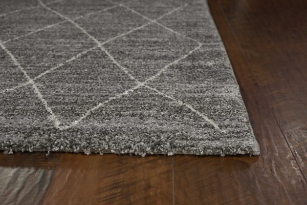 5' x 8' Grey Geometric Diamond Indoor Area Rug - Image 4