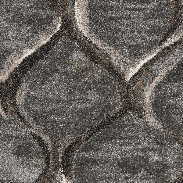 5'x8' Charcoal Grey Machine Woven Ogee Indoor Area Rug - Image 2