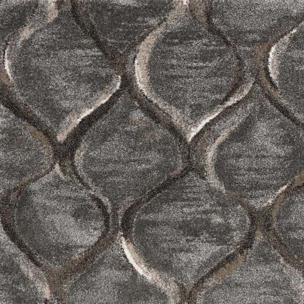 5'x8' Charcoal Grey Machine Woven Ogee Indoor Area Rug - Image 3