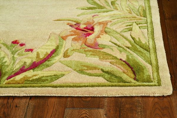 4'x6' Ivory Hand Tufted Bordered Tropical Plant Indoor Area Rug - Image 2