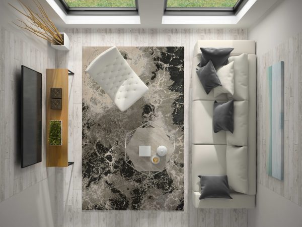 5'x8' Silver Machine Woven Abstract Watercolor Indoor Area Rug - Image 3