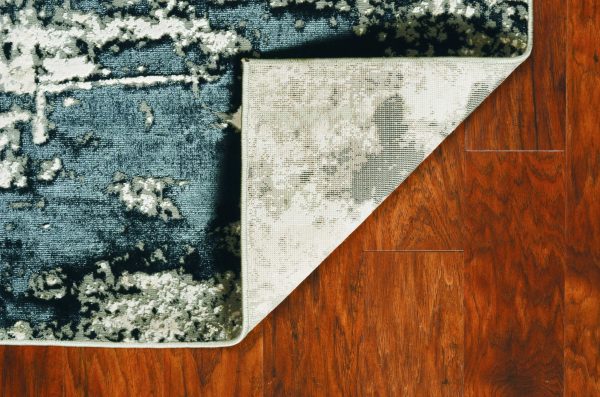 5' x 8' Silver Charcoal Abstract Design Indoor Area Rug - Image 4