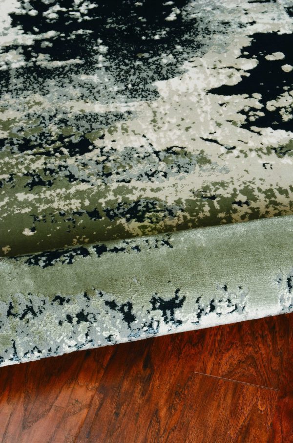 5' x 8' Silver Charcoal Abstract Design Indoor Area Rug - Image 5