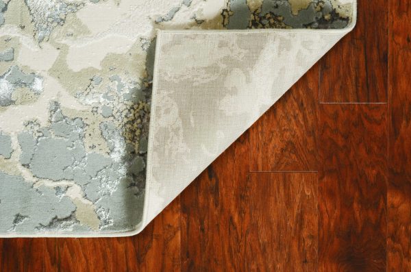 5'x8' Sand Grey Machine Woven Abstract Watercolor Indoor Area Rug - Image 4