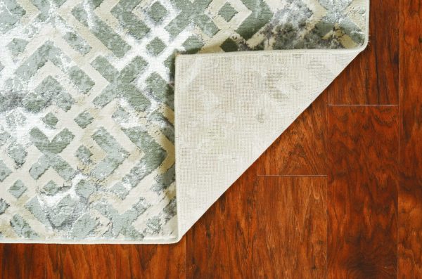 5' x 8' Sand Silver Geometric Maze Pattern Indoor Area Rug - Image 4