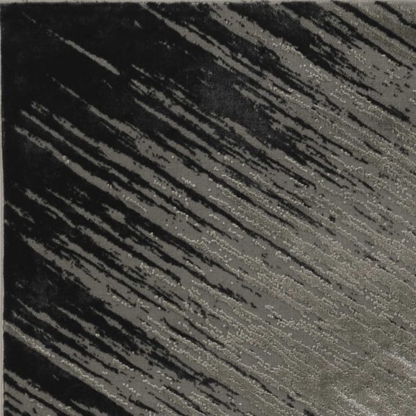 5'x8' Silver Grey Machine Woven Abstract Brushstroke Indoor Area Rug - Image 2