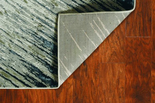 5'x8' Silver Grey Machine Woven Abstract Brushstroke Indoor Area Rug - Image 4