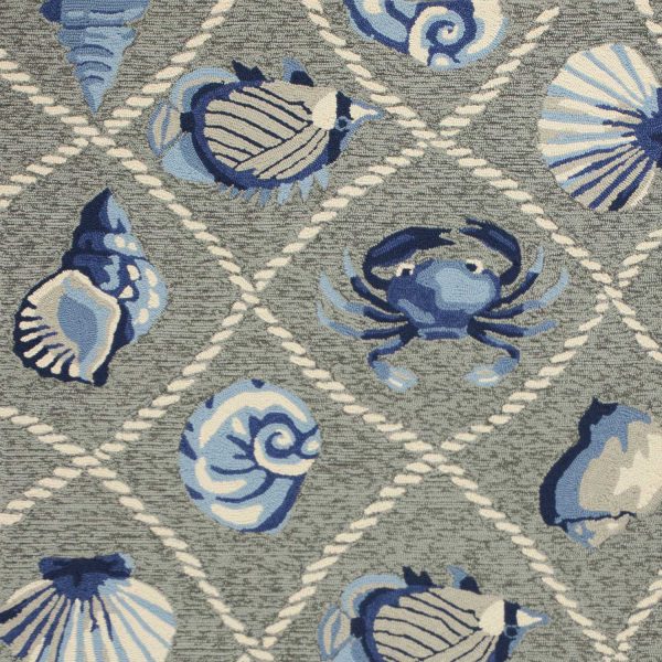 5' x 7' Grey Seaside UV Treated Indoor Outdoor Area Rug - Image 4