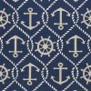 5'x8' Navy Blue Hand Hooked UV Treated Nautical Indoor Outdoor Area Rug