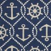 5'x8' Navy Blue Hand Hooked UV Treated Nautical Indoor Outdoor Area Rug - Image 3