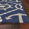 5'x8' Navy Blue Hand Hooked UV Treated Nautical Indoor Outdoor Area Rug - Image 4