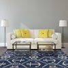 5'x8' Navy Blue Hand Hooked UV Treated Nautical Indoor Outdoor Area Rug - Image 5