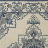 5' x 7' Ivory or Blue Vines Bordered UV Treated Indoor Outdoor Area Rug - Image 4