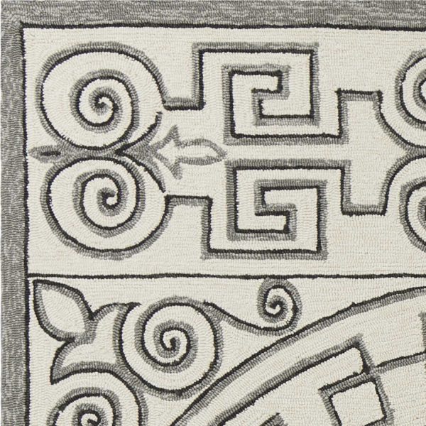 5' x 7' Ivory or Grey Geometric Pattern UV Treated Indoor Outdoor Area Rug - Image 3