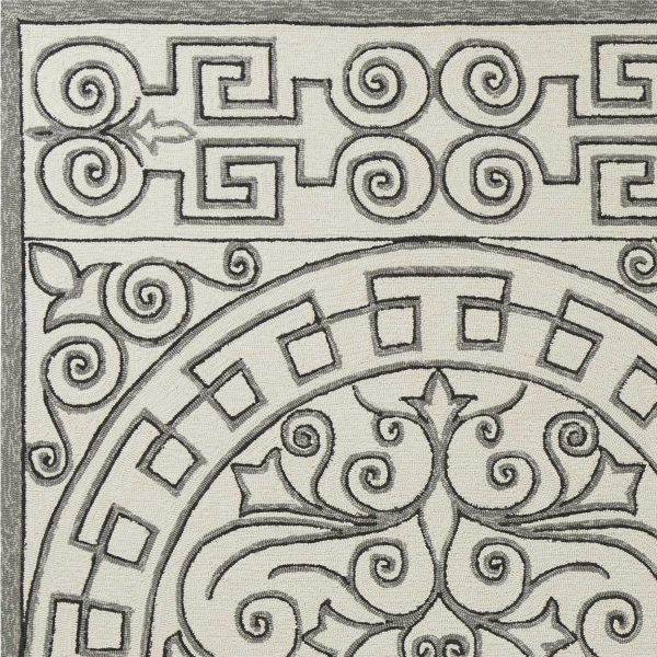 5' x 7' Ivory or Grey Geometric Pattern UV Treated Indoor Outdoor Area Rug - Image 4
