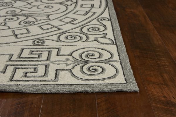 5' x 7' Ivory or Grey Geometric Pattern UV Treated Indoor Outdoor Area Rug - Image 5