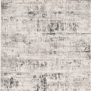 5' x 8' Ivory or Silver Abstract Brushstrokes Viscose Indoor Area Rug